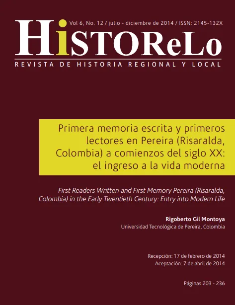 Primera memoria escrita y primeros lectores en pereira (Risaralda, Colombia) a Comienzos del siglo XX: el ingreso a la vida moderna